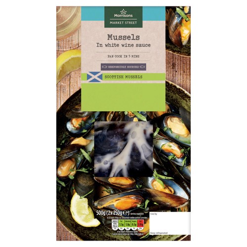 Morrisons Scottish Cooked Mussels In White Wine Sauce 500g