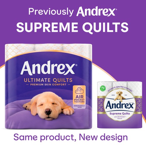 Andrex Ultimate Quilts Toilet Tissue 9 Mega Rolls 50% More Sheets thumbnail 2