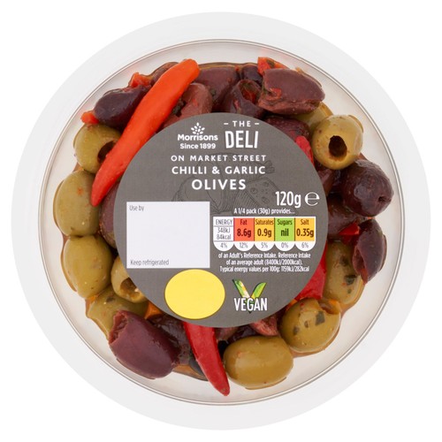 Morrisons Deli Chilli & Garlic Olives   120g
