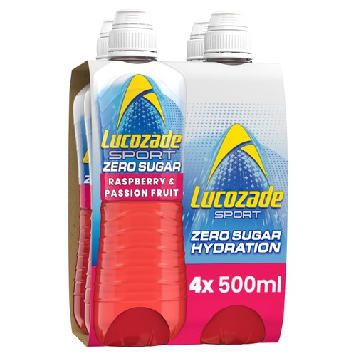 Lucozade Sport Drink Zero Sugar Raspberry & Passion Fruit 4 x 500ml