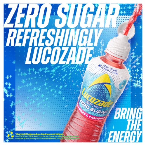 Lucozade Sport Drink Zero Sugar Raspberry & Passion Fruit 4 x 500ml thumbnail 2