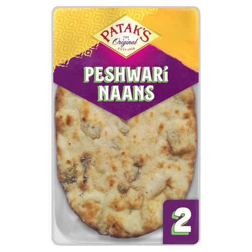 Patak's Authentic & Flame Baked Peshwari Naan Breads 2 pack thumbnail 2
