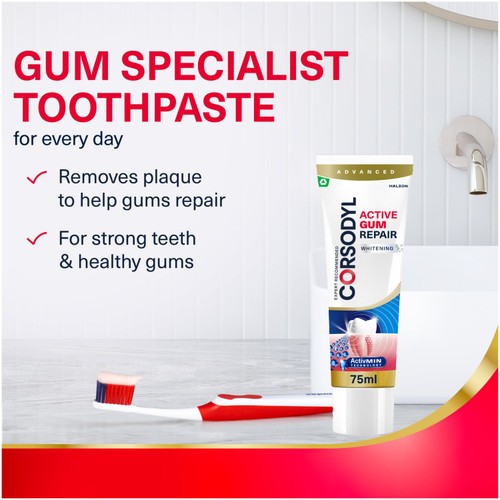 Corsodyl Active Gum Repair Whitening Toothpaste 75ml thumbnail 7