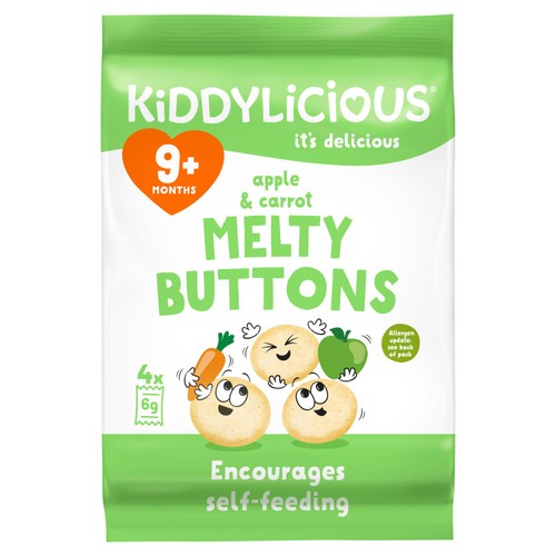 Kiddylicious Apple & Carrot Melty Buttons Baby Snacks thumbnail 2