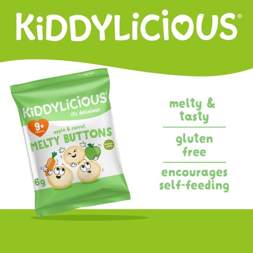 Kiddylicious Apple & Carrot Melty Buttons Baby Snacks thumbnail 4