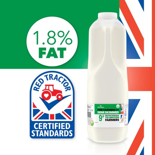 Morrisons For Farmers British Semi Skimmed Milk 2 Pint thumbnail 3