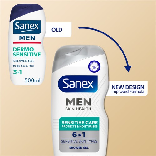 Sanex Men Sensitive Skin Body & Face Shower Gel Body Wash thumbnail 3