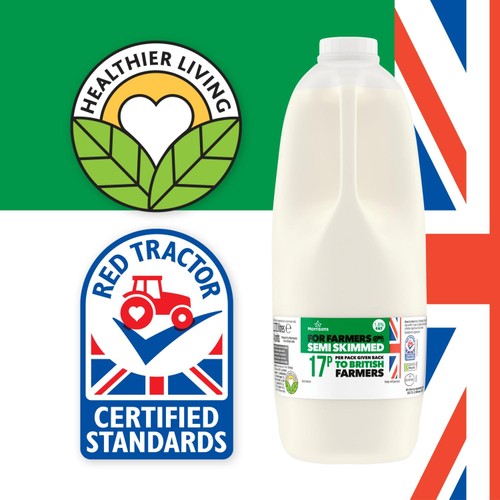 Morrisons For Farmers British Semi Skimmed Milk 4 Pint thumbnail 3
