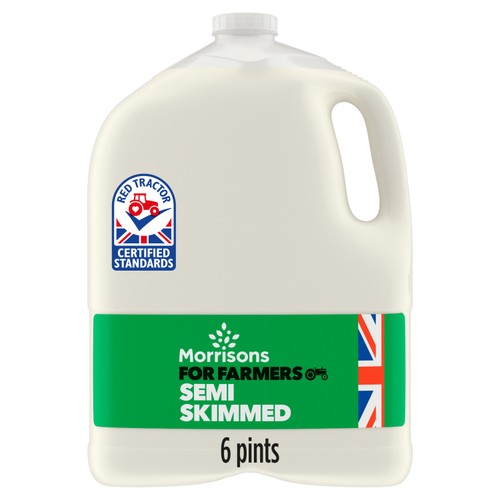 Morrisons For Farmers British Semi Skimmed Milk 6 Pint
