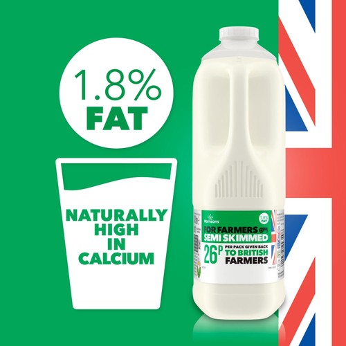 Morrisons For Farmers British Semi Skimmed Milk 6 Pint thumbnail 3