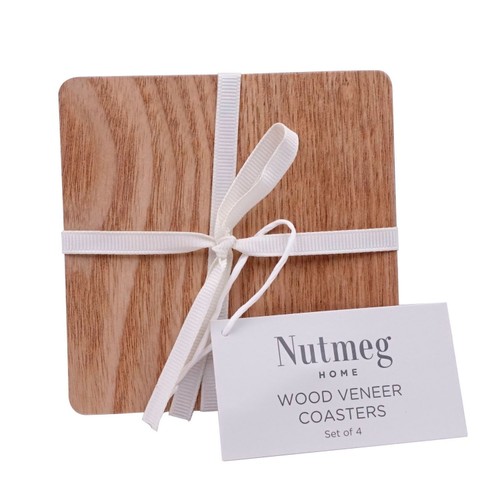 Nutmeg Home Wood Veneer Coasters Set Of 4