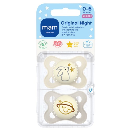 Mam Original Night 0-6M Soothers 2Pk