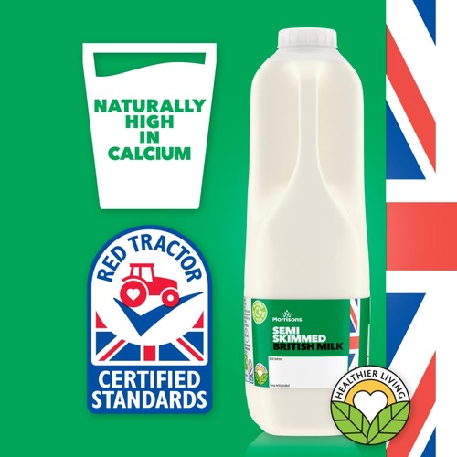 Morrisons British Semi Skimmed Milk 2 Pint thumbnail 4