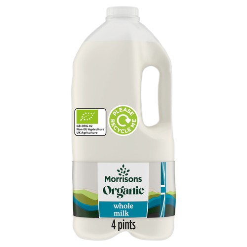 Morrisons Organic British Whole Milk 4 Pint