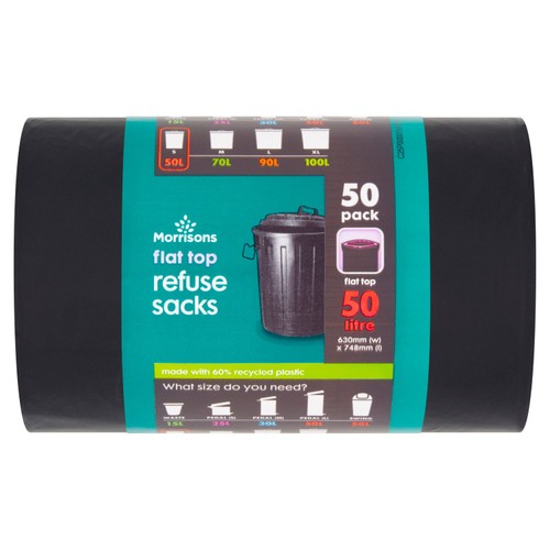 Morrisons 50L Flush Top Refuse Sacks