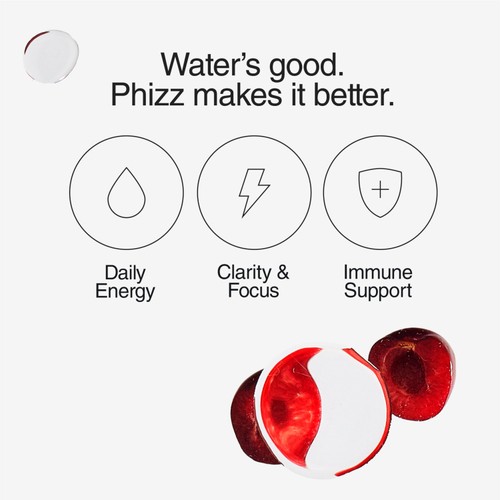 Phizz Cherry Caffeine 3in1 Hydration Electrolytes Vitamins Effervescent 20s thumbnail 4
