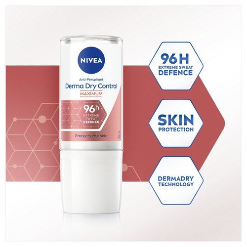 NIVEA Derma Dry Control Max 96h Antiperspirant Deodorant Roll-On thumbnail 3