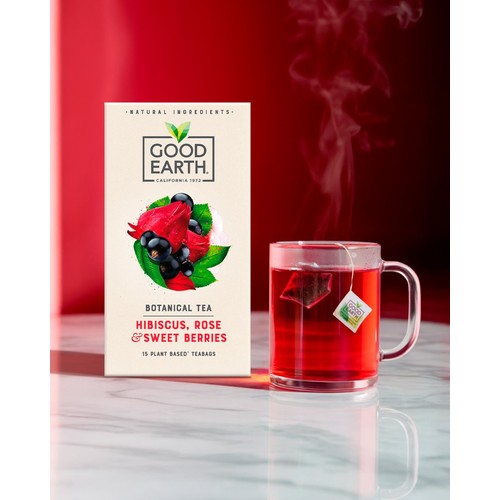 Good Earth Herbal Tea Hibiscus, Rose & Sweet Berries 15 TeaBags thumbnail 5