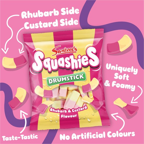 Swizzels Drumstick Squashies Rhubarb & Custard Flavour   140g thumbnail 2