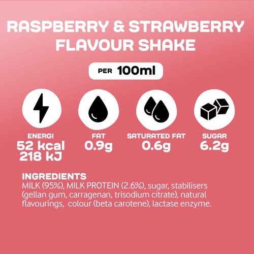 Arla Protein Strawberry and Raspberry Flavoured Milk Shake 482ml thumbnail 4