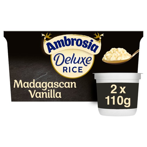 Ambrosia Deluxe Madagascan Vanilla Rice Pudding Dessert Snack Pots 2 x 110g