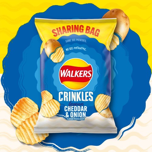 Walkers Crinkles Cheddar Cheese & Onion Sharing Bag Crisps thumbnail 2
