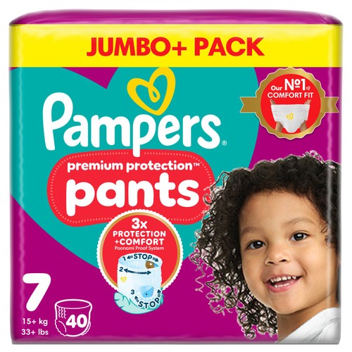Pampers Premium Protection Nappy Pants Size 7, 40 Nappies Jumbo+ Pack