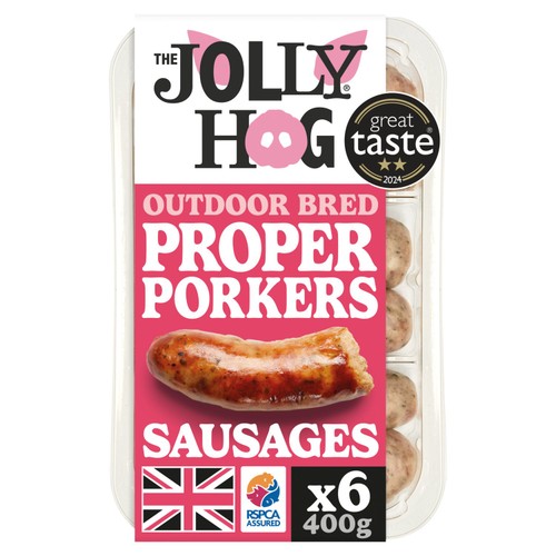 The Jolly Hog Outdoor Bred Proper Porkers 6 British Sausages 400g