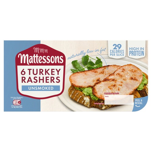 Mattessons 6 Unsmoked Turkey Bacon Rashers 150g
