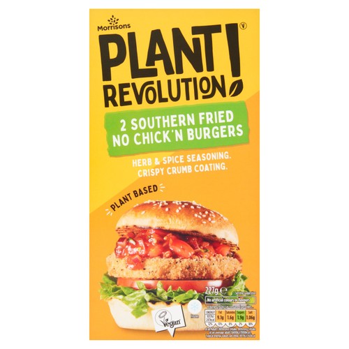 Morrisons Plant Revolution! 2 Southern Fried No Chick'n Burgers 227g