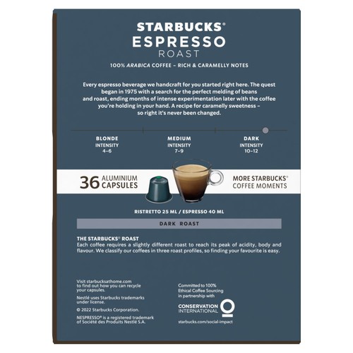 Starbucks By Nespresso Dark Espresso Roast Coffee 36 Pods thumbnail 2