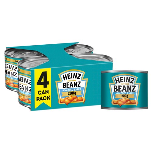Heinz No Added Sugar Baked Beans in Tomato Sauce 4 x 200g thumbnail 2