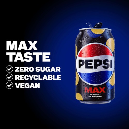 Pepsi Max Mango No Sugar Cola Cans  thumbnail 2