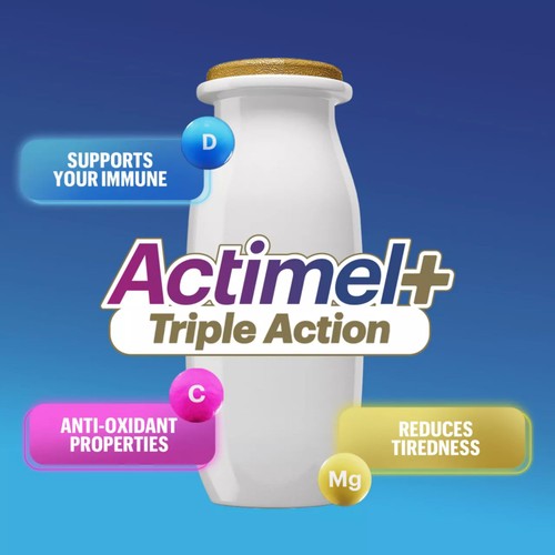 Actimel Triple Action 100% Vitamin D Strawberry & Pomegranate Yoghurt Drink thumbnail 2