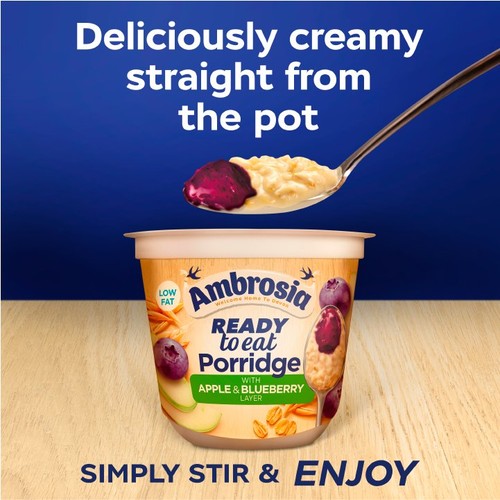 Ambrosia Ready to Eat Porridge Oat Cereal Pot Apple & Blueberry Layer  210g thumbnail 5
