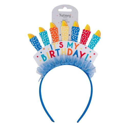 Nutmeg It's My Birthday Headband Blue