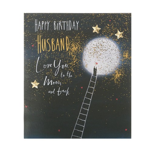 Contemporary Love Husband Moon Birthday Card