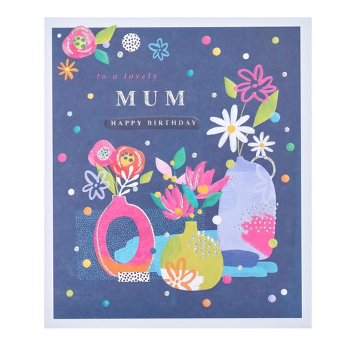 Contemporary Trend Flowers Mum Birthday Card