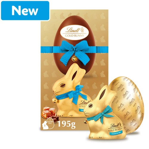 Lindt Gold Bunny Milk Chocolate Easter Egg with Lindt Salted Caramel 195g
