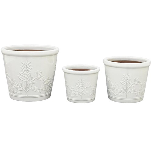 Nutmeg Country Garden Leaf Repeat Cream/White Set Of 3