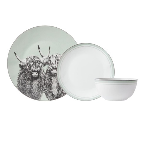 Nutmeg Home Highland Cow 12pc Porcelain Dinner Set thumbnail 2