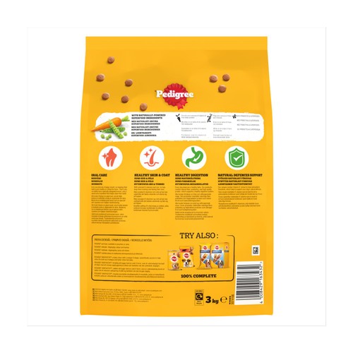 Pedigree Small Dog Complete Dry Food With Poultry And Vegetables 3kg thumbnail 2