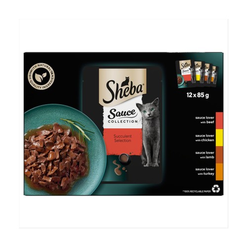 Sheba Sauce Collection Wet Cat Food Pouches Succulent In Gravy 12x85g thumbnail 2
