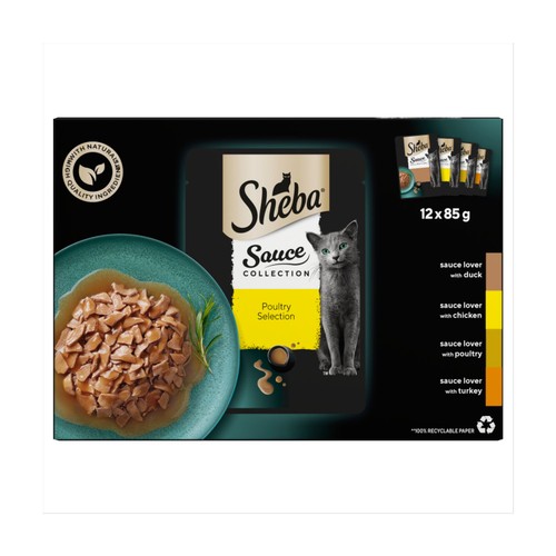 Sheba Sauce Collection Wet Cat Food Pouches With Poultry In Gravy 12 x 85g thumbnail 2