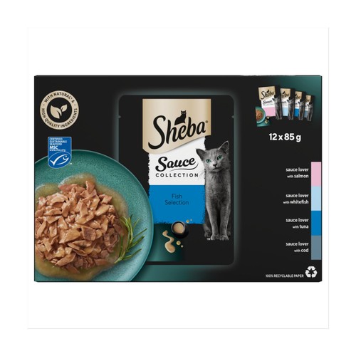 Sheba Sauce Collection Wet Cat Food Pouches Fish Selection In Gravy 12x85g thumbnail 2