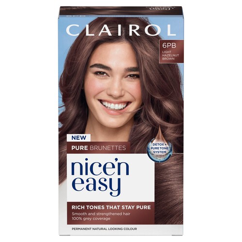 Clairol Nice n Easy Pure Brunettes Hair Dye Light Hazelnut Brown 6PB