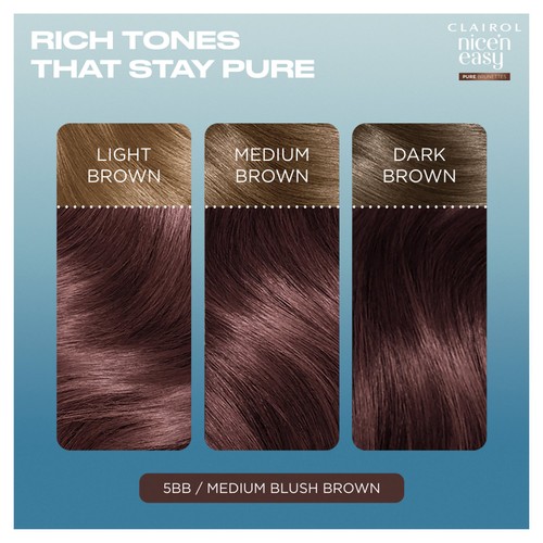 Clairol Nice'N Easy Pure Brunettes Permanent Hair Dye 5BB Medium Brown thumbnail 2