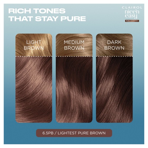 Clairol Nice'N Easy Pure Brunettes Permanent Hair Dye 6.5Pb Lightest Brown thumbnail 2