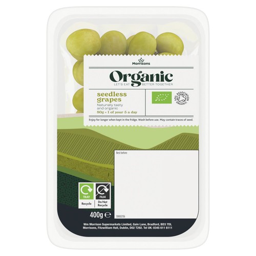 Morrisons Organic Seedless Grapes Punnet 400g