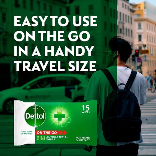 Dettol On The Go Hands And Surface Antibacterial Wipes  thumbnail 2